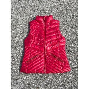 Talbots quilted puffer Vest womens small red pink 90% fill with downs